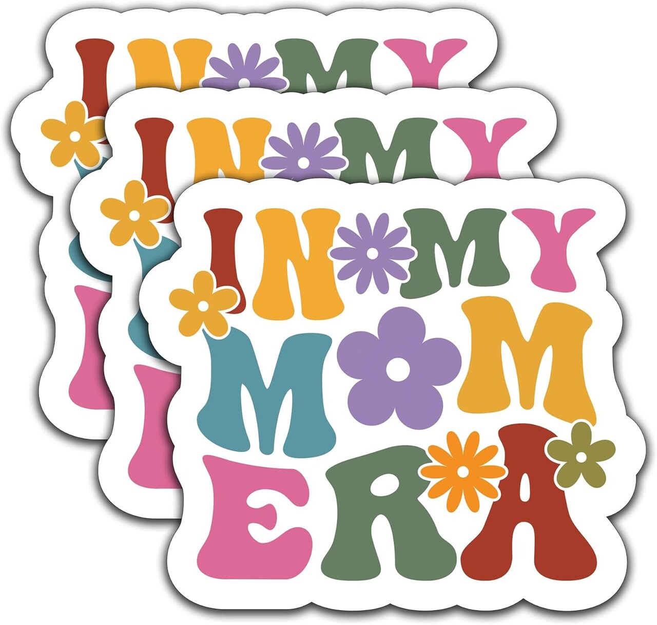 (3PCS) in My Mom Era Retro Sticker Mom Stickers Mom Decals Waterproof Vinyl Stickers Decorate for Books Laptops Phones Tumblers Water Bottles, Gifts for Mom Mommy Mama Mother's Day Size 3 x 2.5 Inch